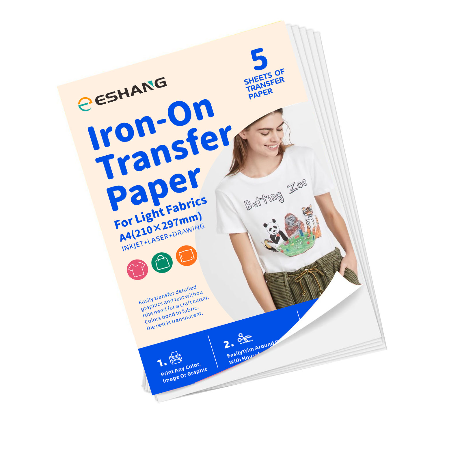 Transfer Paper Carbon - 5 Blatt A4-Wärmeübertragungspapier für T-Shirts, bedruckbares