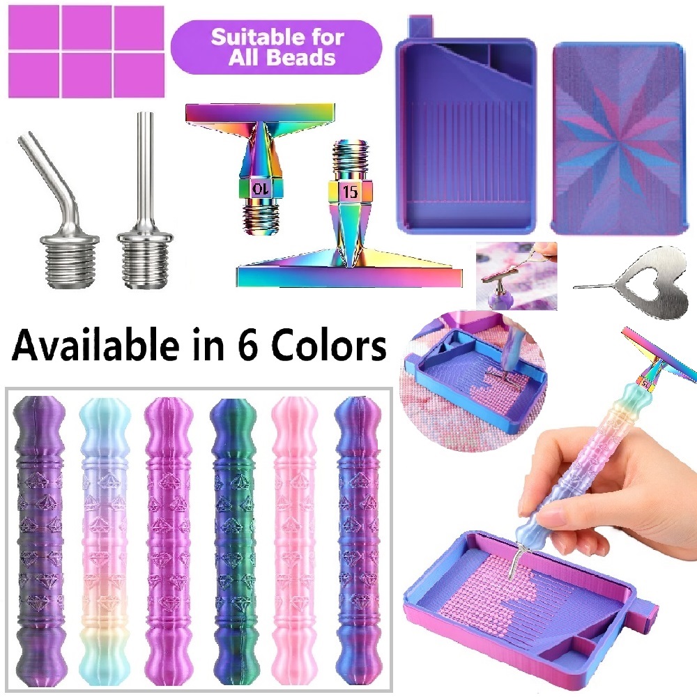 Embroidery Needle Pen - 3D-Diamantmuster-Punktierstift-Zubehörset, enthält 1 Edelstahl-Feinstift mit gebogener