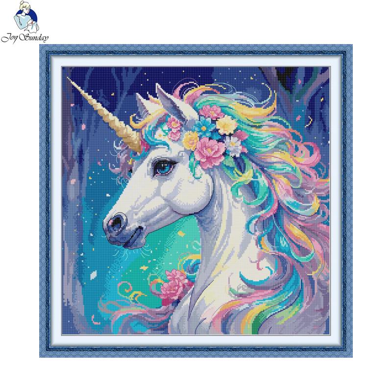 Embroidery Unicorn - Freude Sonntag Tier Muster Kreuz Stich