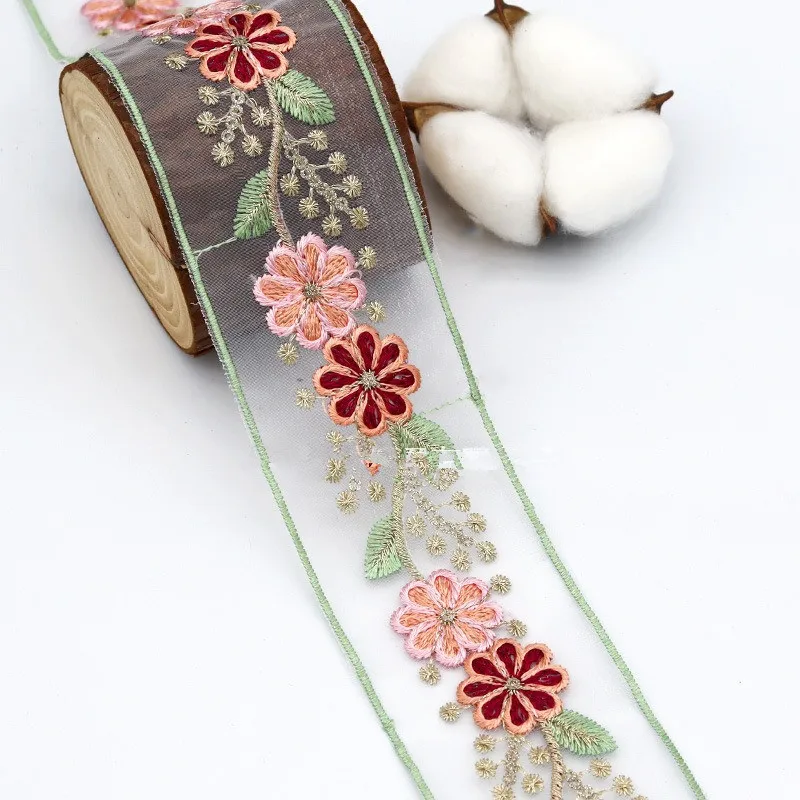 Embroidery Underlay - 1 Yards Ethno-Stil Organza Stickerei Spitzenband