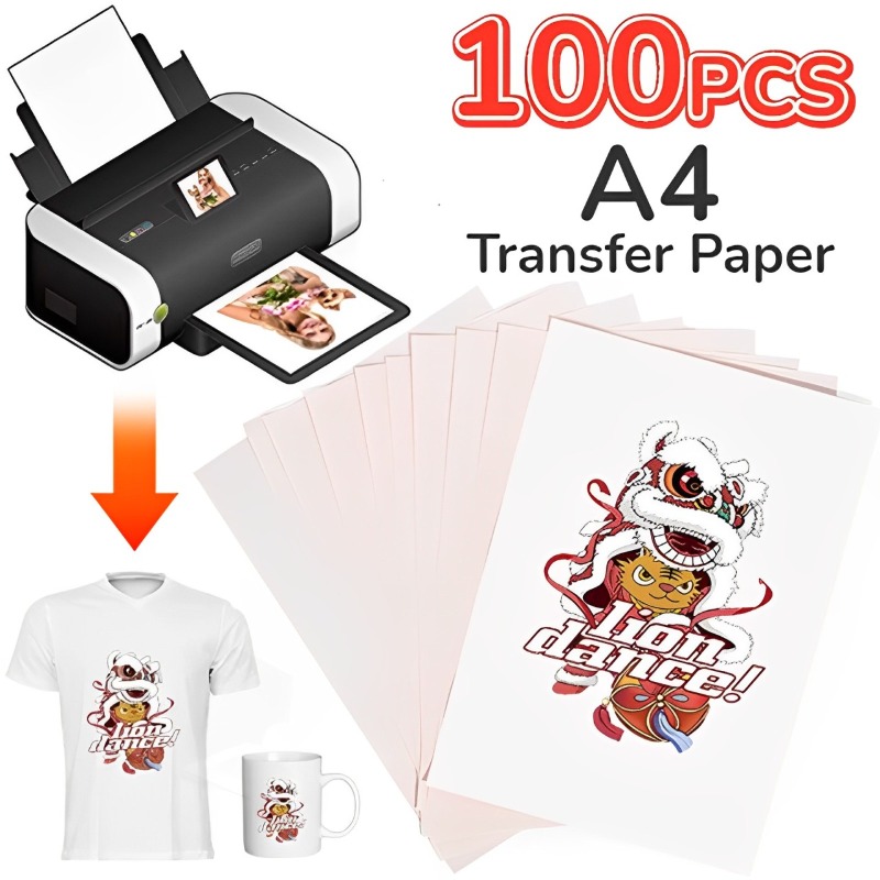 Transfer Paper Carbon - 100–10 Stück A4 Sublimations-Wärmeübertragungspapiere, DIY-Druck für