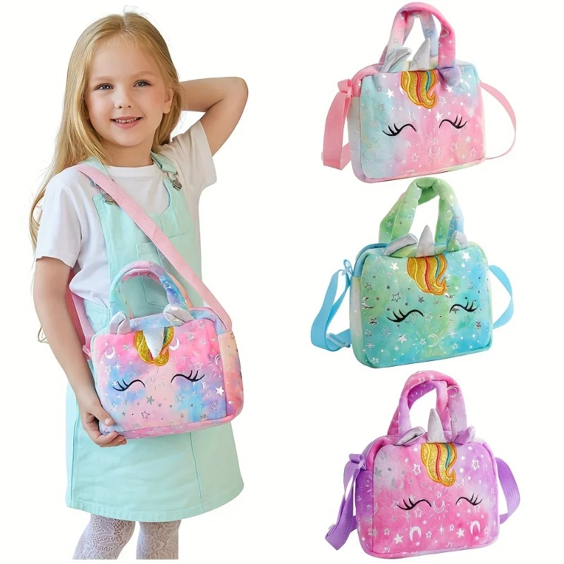 Embroidery Unicorn - Süße Einhorn-Handtaschen für Mädchen, schöne Kinder-Umhängetasche,