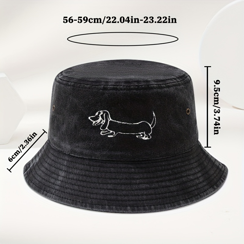Embroidery Machine China - Vintage-gewaschener Bucket Hat mit skurriler langbeiniger