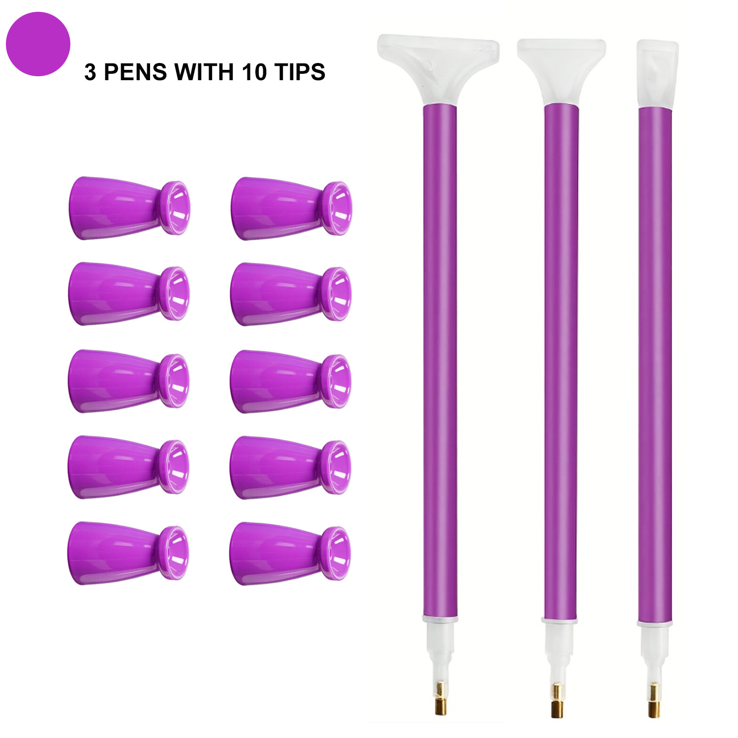 Embroidery Needle Pen - 10 Silikonspitzen & 3 Stifte Diamantmalerei-Stiftset,