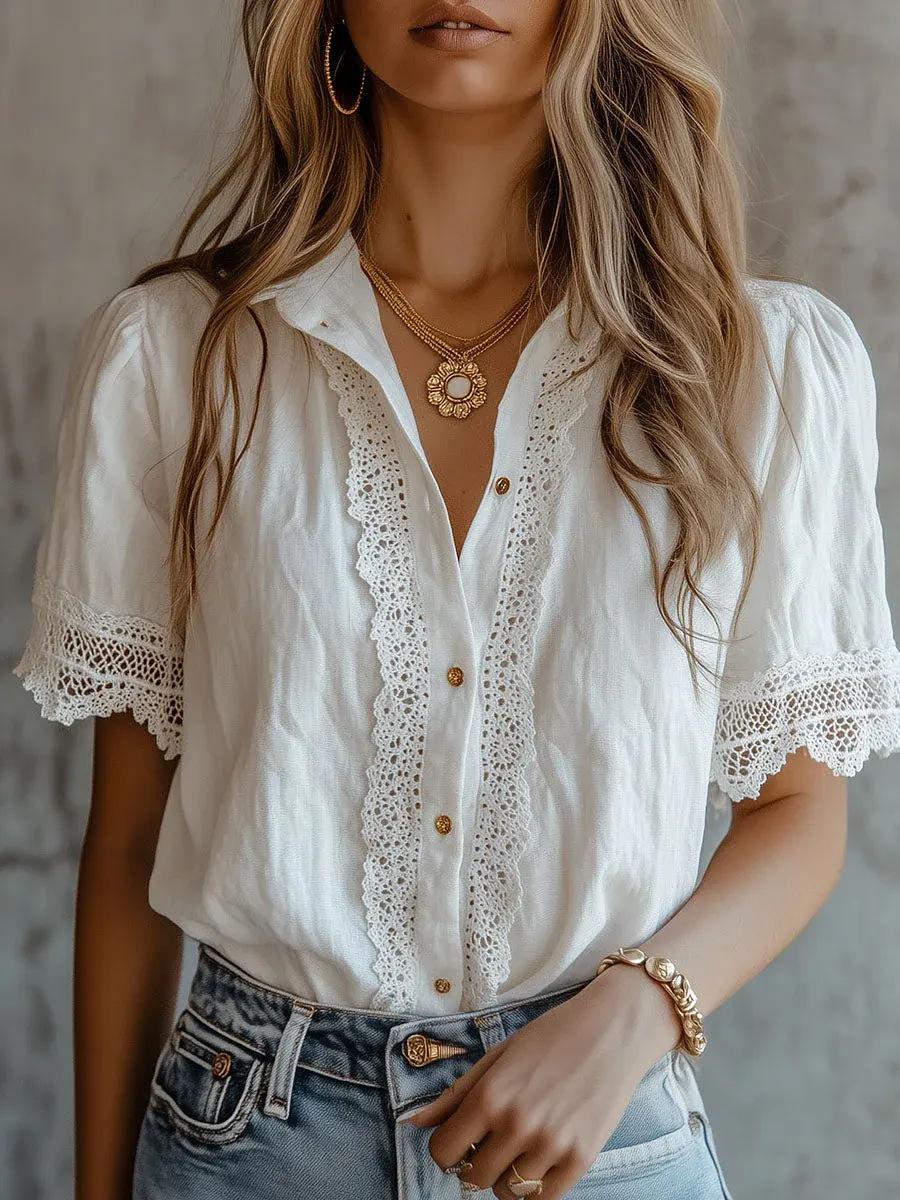 Elegante Damenblusen, lässig,  – Embroidery Uniform Bewertung und Preis