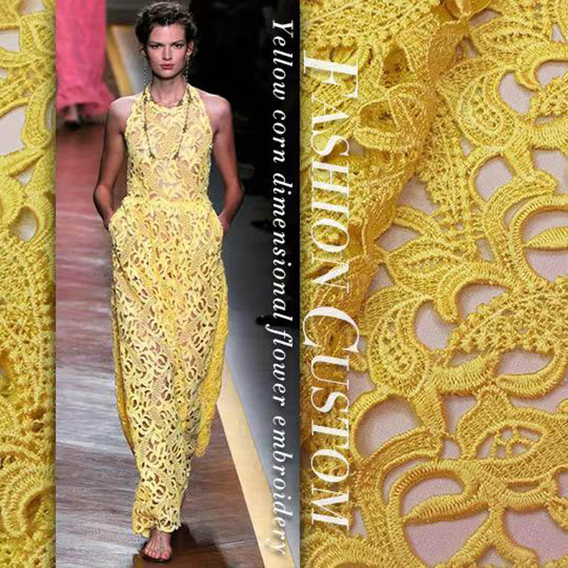 High-End-Spitzenstoff, gelbe S – Embroidery Yellow Dress Bewertung und Preis